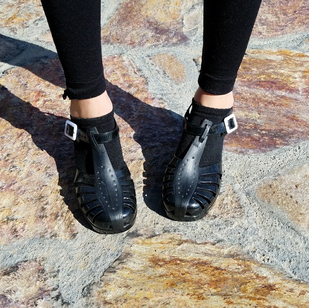 Cute rubber platform shoes